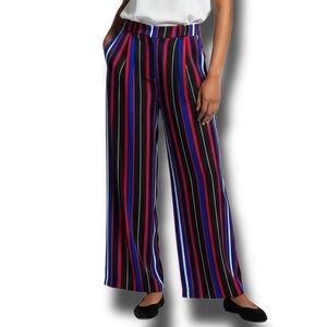 Bianca Nygard Women’s Multi-Color Striped Wide Leg Palazzo Trouser Pants Size 12